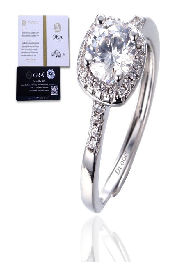 Halukakah D Color 1.0 ct Women's Moissanite Ring Square,1 Carat Lab Grown Diamond with Certificate,Platinum Plated Sterling Silver,Adjustable Size,Timeless Present for Wife,Girlfriend,Birthday,Wedding - Image 1